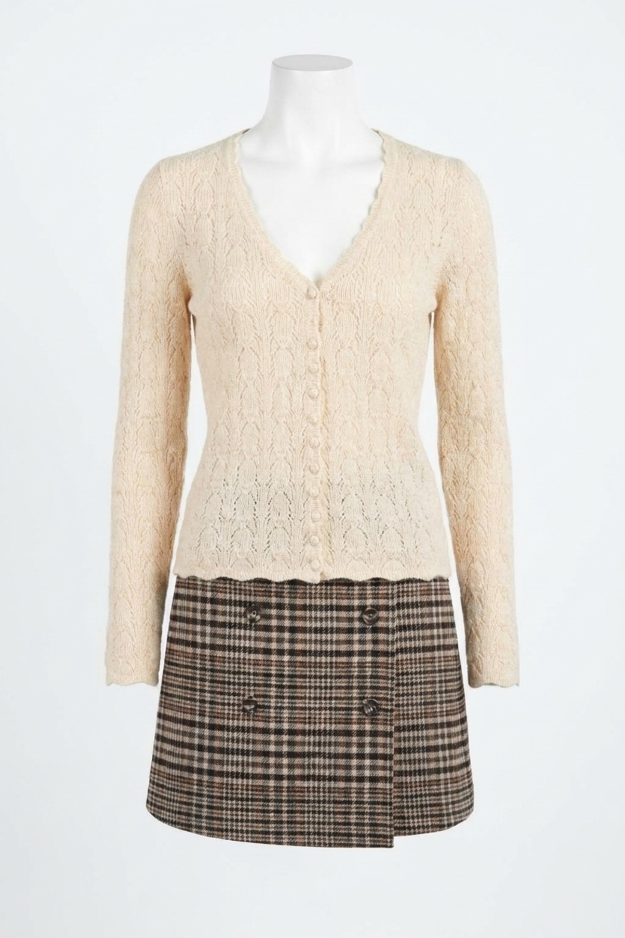 NEW SKIES ARE BLUE skyler crochet cardigan in oatmeal